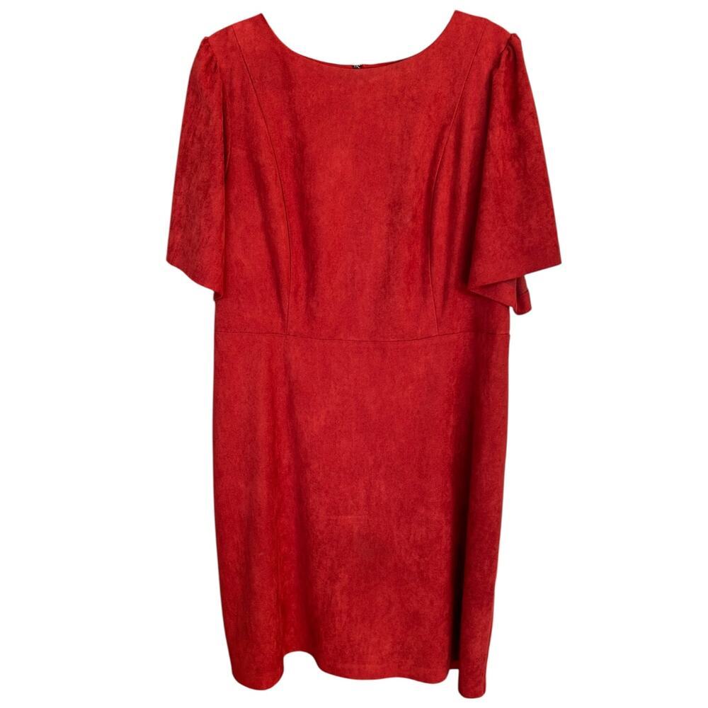 ELOQUII Women's Fall Burnt Orange Faux Suede Dress Size 14 - Picture 2 of 5